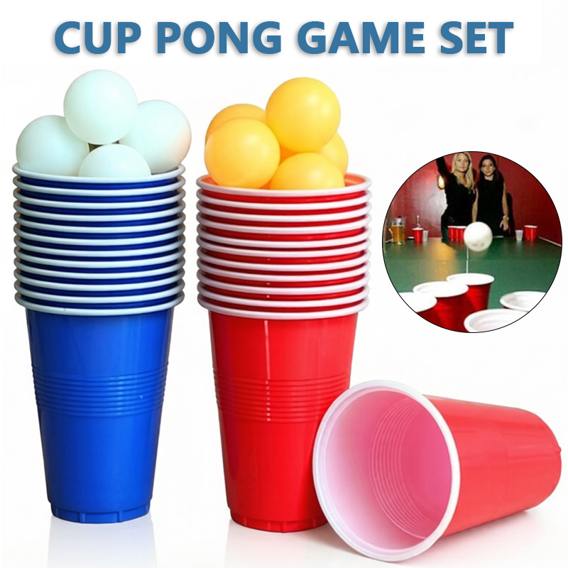 Party Games Jenga - مجموعة لعبة بير بونج وأكواب للحفلات
